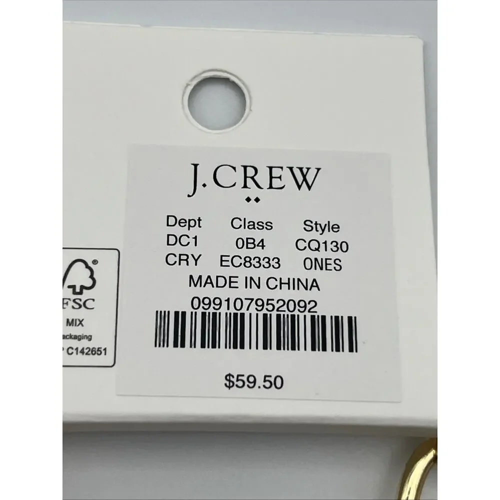 J Crew Chain Link Bracelet Gold Tone Pave Crystal Accent Adjustable Chunky Luxe